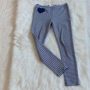 Navy and White Striped Kids Leggings